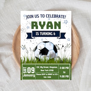 Soccer invite editable birthday card instant download editable soccer invitation template boy birthday party invite soccer party invitation