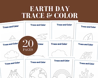 Schede di tracciamento per la Giornata della Terra, per la scuola materna e l'asilo, stampabili, da tracciare e colorare, attività sulla natura per lo sviluppo della motricità fine, in formato PDF per l'istruzione domiciliare.