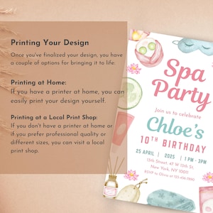 Editable spa day birthday invitation digital download invite card for tween girl pamper party printable spa birthday invite ideal for easy customization and instant party prep helping parents plan a stylish celebration