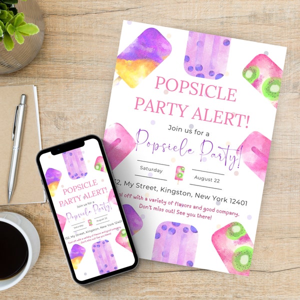 Summer Party Invitation Editable Birthday Party Invitation Last Day Of School Popsicle Neighborhood Party Church Invite Editable Popsicle
