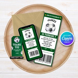 Fußballticket Geburtstagseinladung Jungen-Einladung Fußball einladen digitale Geburtstagseinladung Fußball-Geburtstagsfeier einladen