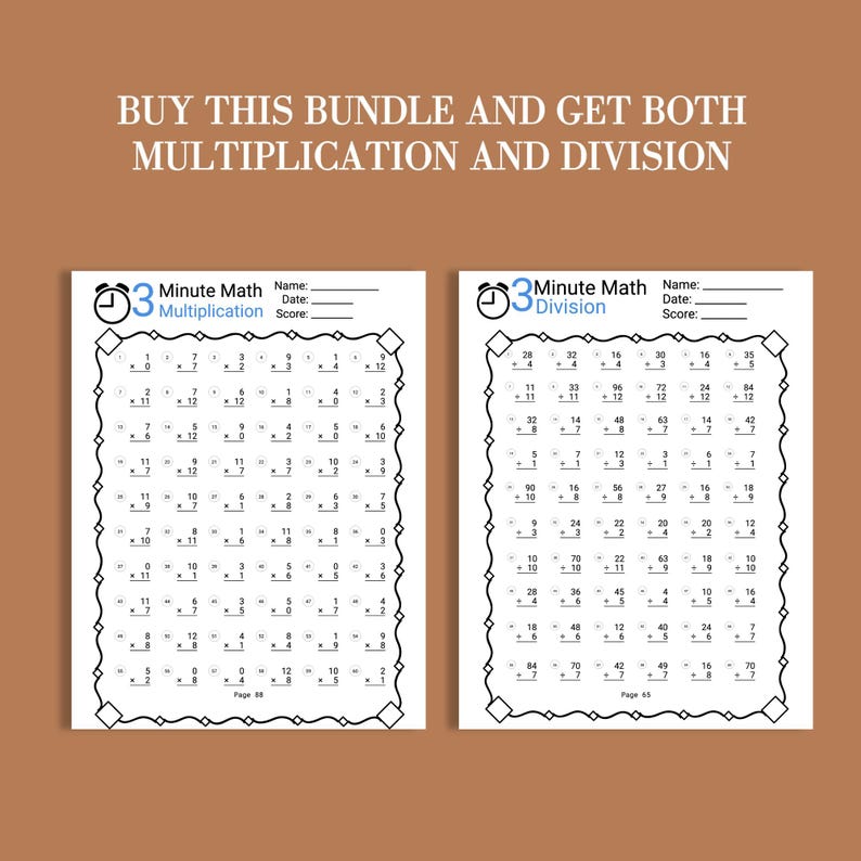 multiplication and division speed drill worksheet for grade 4 elementary school students printable math practice sheet homeschool resource teacher worksheet download for daily math fluency