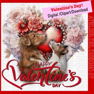 download 300 Dpi,SanValentino,cani innamorati,cuore con fiori,jack russell innamorato,festa di fidanzati,coppia cani S Valentino innamorati