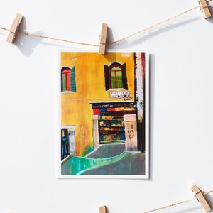 A6 Postcard / Yellow House in Venice / Original Illustration Art Print / 330gsm Matte HSIN-YI YAO image 1