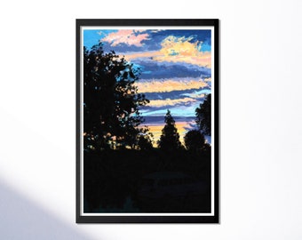 A4 Giclée Art Print / Windsor Sunset /  Original Painting Art Print | HSIN-YI YAO