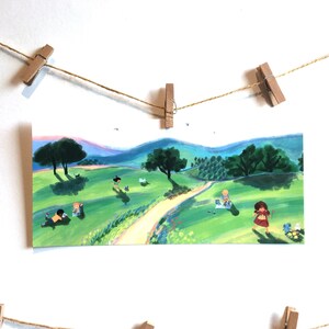 DL Postcard / A Beautiful Day in the Countryside / Original Illustration Art Print / 99 x 210mm / 330gsm Matte | HSINYI YAO