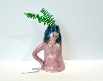 Small Black Hair Lady Ceramic Vase | HSIN-YI YAO