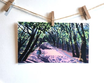 172mm x 85mm Postcard / Spring Walk in the Forest / Original Illustration Painting Art Print / 330gsm Matte | HSIN-YI YAO