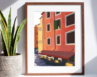 12"x16" Giclée Art Print / Cat in Venice /  Original Illustration Art Print | HSIN-YI YAO