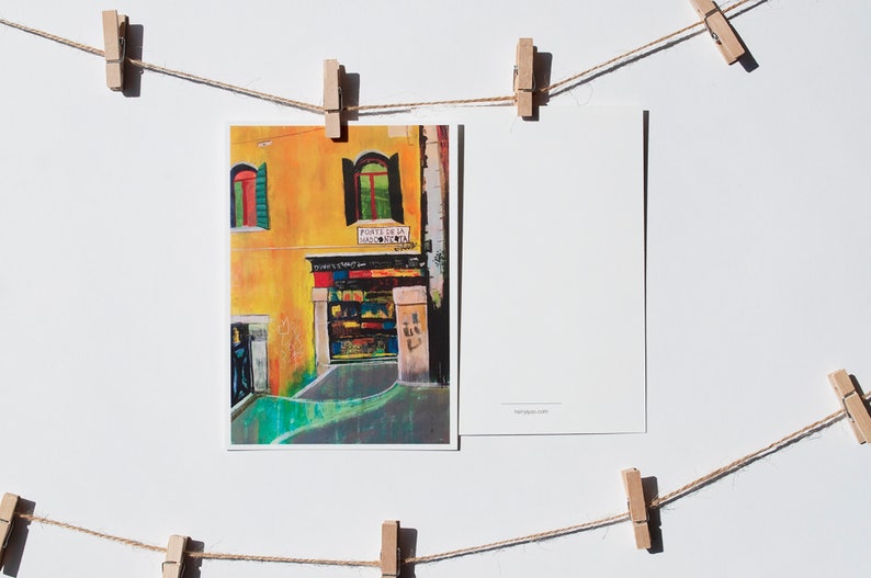 A6 Postcard / Yellow House in Venice / Original Illustration Art Print / 330gsm Matte HSIN-YI YAO image 4