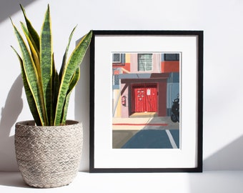 A3 A4 Giclée Art Print / Red Door in Taipei / Original Painting Art Print | HSIN-YI YAO