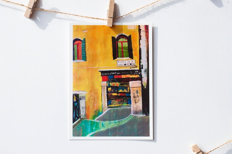 A6 Postcard / Yellow House in Venice / Original Illustration Art Print / 330gsm Matte HSIN-YI YAO image 2