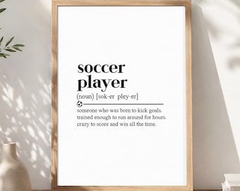 Soccer Player Definition Print, Soccer Wall Art, Digital Download
