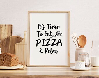 Plakat z cytatem o pizzy: Sztuka ścienna do kuchni, wydruk z Włoch (pobranie cyfrowe)