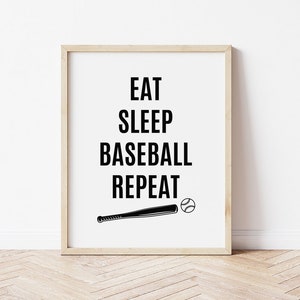 Eat Sleep Baseball Repeat Print: Boys Room Decor (Digital Download)