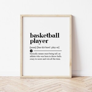 Basketball Wall Art, Basketball Player Definition, Digital Download, Basketball Wall Decor, Basketball Gift, Bedroom Wall Art, Sports Prints