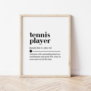 Tennis Posters, Tennis Player, Digital Download, Definition Print, Sports Wall Art, Game Room Art, Sports Gifts, Tennis Decor, Tennis Gifts