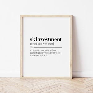 Skin Care Wall Art, Esthetician Decor, Digital Download, Skinvestment Definition, Skin Care Poster, Esthetician Art, Spa Decor, Spa Art