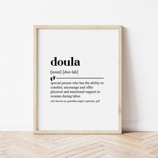 Doula Art, Doula Gift, Doula Quotes, Digital Download, Definition Print, Birthday Gift, Definition Wall Art, Gift For Doula, Pregnancy Art