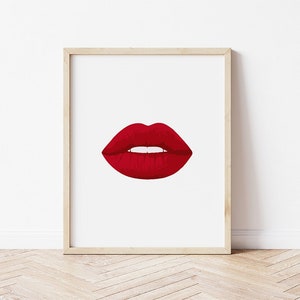 Red Lips Pop Art Poster: Fashion Beauty Decor (Digital Download)