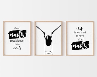 Nail Tech Gifts, Nail Salon Decor, Digital Download, Nail Wall Art, Nail Wall Decor, Nail Tech Wall Art, Nail Quotes, Nail Tech Decor, Set
