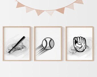Baseball Wall Art Prints: Boys Room Decor (Set of 3) (Digital Download)