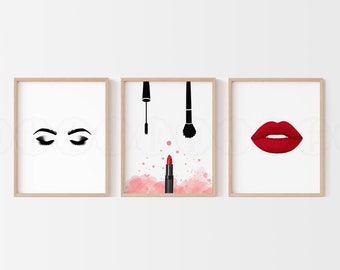 Make Up Raum Drucke: Lippen, Wimpern, Mascara Wandbild (Digitaler Download)