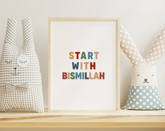 Bismillah Arabic Kids Wall Art: Islamic Home Decor (Digital Download)