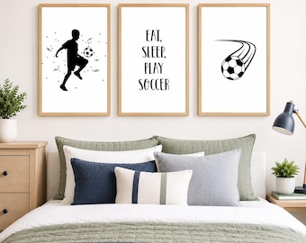 Soccer Kids Wall Art Prints For Boys Room Decor, Digital Download Sports Printable Poster