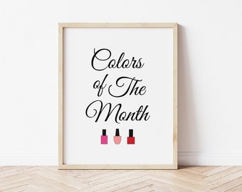 Nail Salon Decor: Colors of The Month Print (Digital Download)
