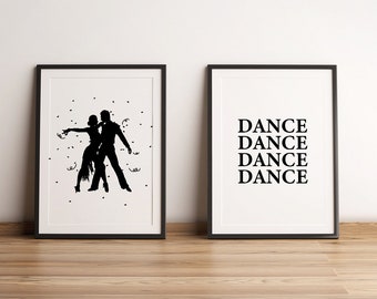 Salsa Dance Art Print: Couple Silhouette, Bedroom Wall Decor (Digital Download)