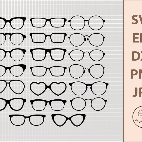 Glasses SVG,  Glasses Clipart, Svg Files For Cricut, Glasses PNG, Silhouette SVG, Svg Cut Files, Cricut Svg, Eyeglasses Svg, Nerd Svg, Svgs