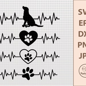 Hond Heartbeat SVG-bundel, hondenliefhebber SVG, huisdier SVG, Svg-bestanden voor Cricut, silhouet Svg, hond Paw In Heart Beat Svg, Ekg Svg, Cricut Svg-bestand