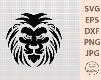 Rosto de Leão SVG: Clipart de Animal de Safári, Design de Camiseta (Download Digital)