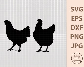 Chicken Silhouette SVG: Farm Animal Clipart (Digital Download)