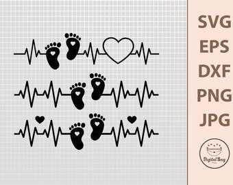 SVG de latidos de pies de bebé, descarga digital, SVG de bebé, archivo de corte para Cricut, archivo para Silhouette, SVG de recién nacido, SVG para baby shower