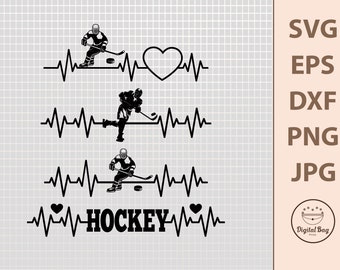 Hockey Herzschlag SVG: Sport Clipart für Cricut, Silhouette (digitaler Download)