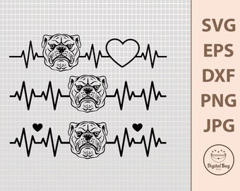 Bulldog Heartbeat SVG: Dog Lover Cricut File (Digital Download)