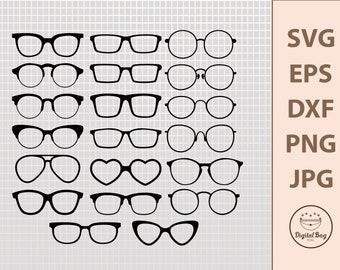 Brillen SVG Bundle: Brillen Rahmen Clipart (digitaler Download)