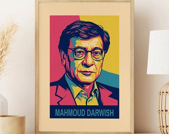 Mahmoud Darwish Wall Art, Digital Download, Arabic Poet Portrait, Modern Pop Art Print, Literary Wall Decor, Arabic Home Decor