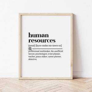 Human Resources, Office Decor, Digital Download, Definition Print, Dictionary Art, Office Wall Art, HR Poster, Hr Definition, HR Gift