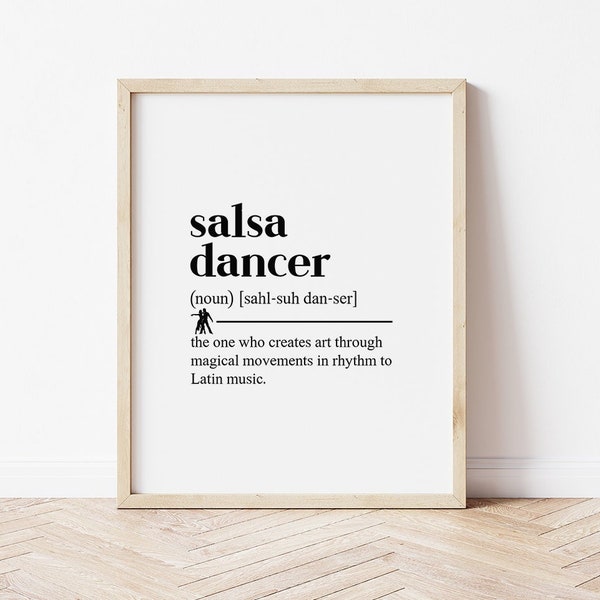 Cadeau de danse salsa, art de la danse salsa, téléchargement numérique, impression définition, art de la danse salsa, décoration de studio de danse, cadeau affiche de danseuse de salsa