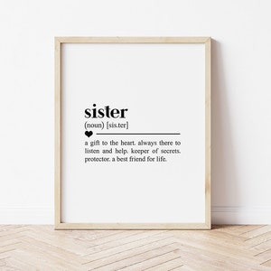 Sister Definition, Sister Gifts, Digital Download, Definition Wall Art, Big Sister Gift, Little Sister Gift, Sister Wall Art, Sister Print