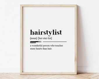 Hairstylist Definition, Hair Salon Decor, Hair Stylist Gift, Digital Download, Hair Pictures, Definition Wall Art, Hair Salon Wall Art Print