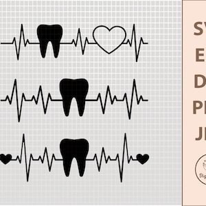 Tooth Heartbeat SVG: Dental Assistant Clipart (Digital Download)
