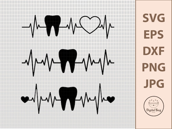 Dentist Tooth Heartbeat SVG, Dental Assistant or Hygiene SVG, Digital Download
