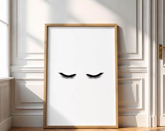 Lashes Wall Art Digital Download | Black Eyelashes Print | Beauty Salon Decor | Makeup Room Poster