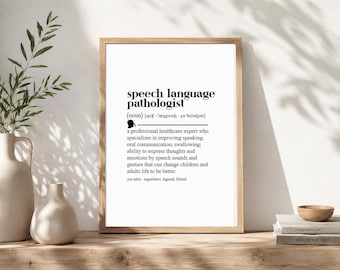 Speech Language Pathologist Definition Print, Digital Download, SLP Therapist Office Wall Art Decor Gift
