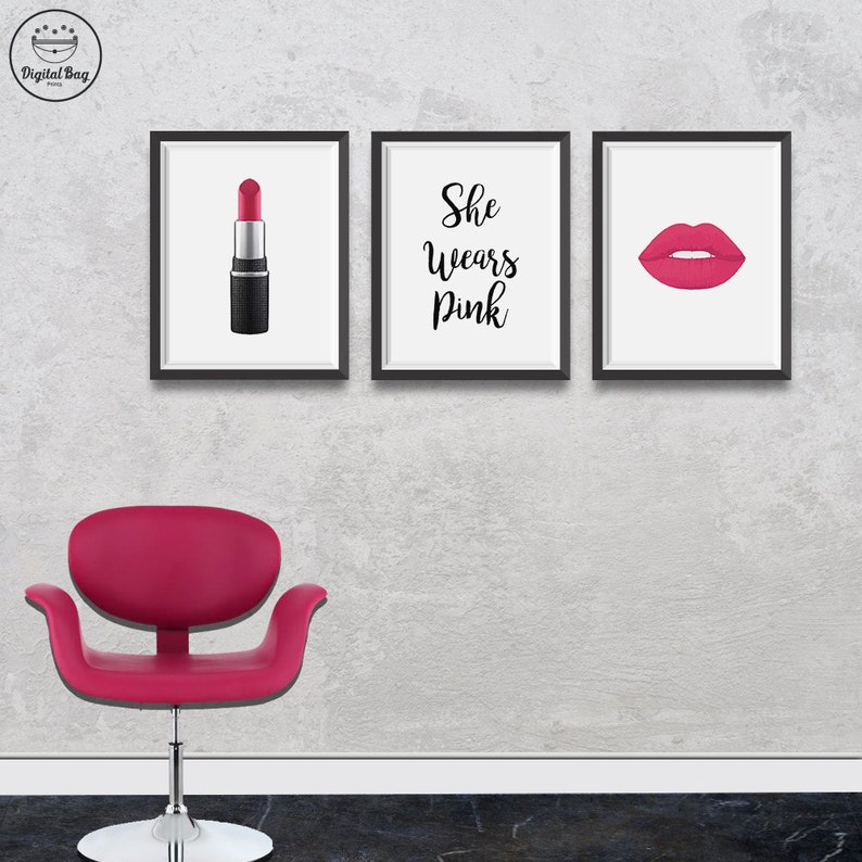 Pink Lipstick Make Up Wall Art Digital Download Lipstick Etsy