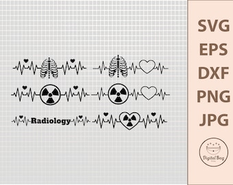 Radiology Heartbeat SVG Bundle: Rad Tech Medical Designs (Digital Download)